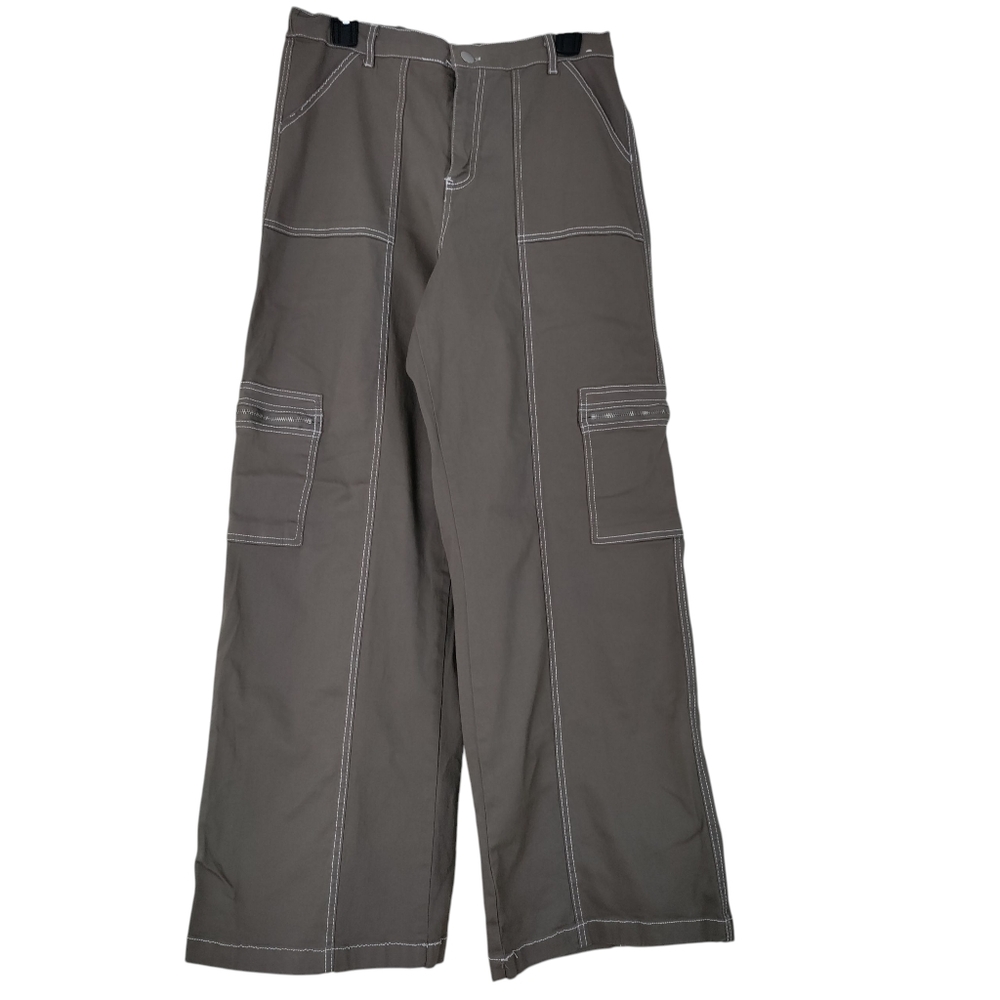 Rachel Paige Tan Cargo Straight Wide Leg Elastic Band Size XL Casual Pants